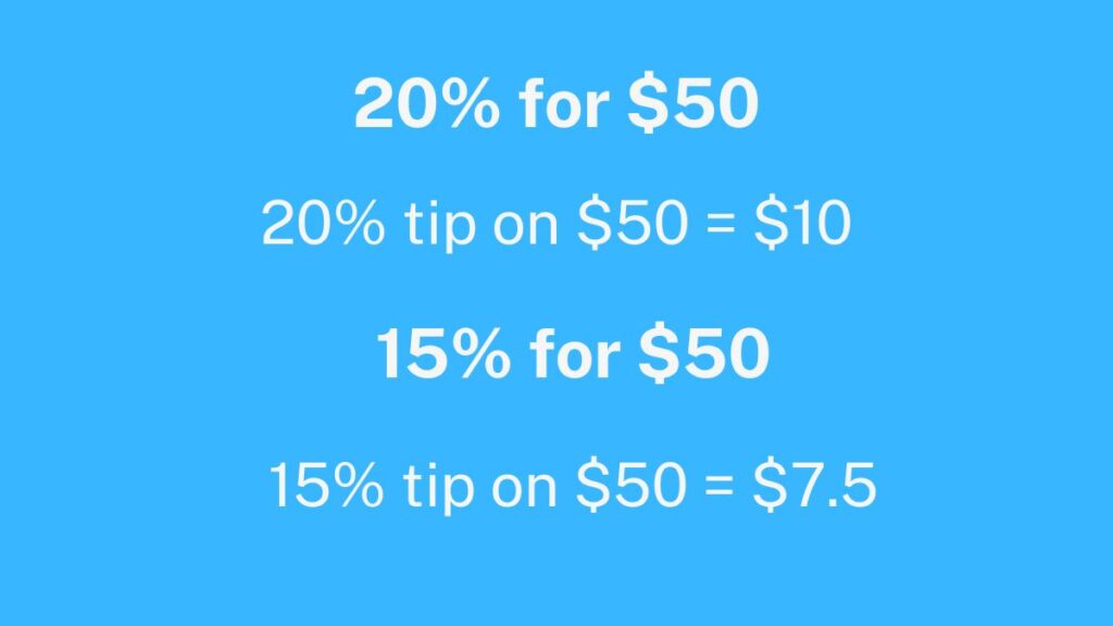 15 & 20% Tip for $50